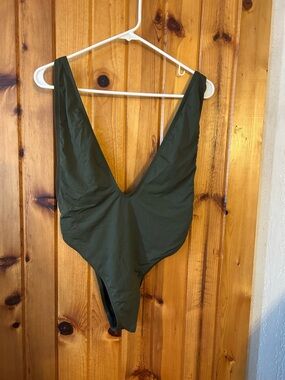 Dippin’ Daisy’s Olive Green Deep V One-Piece Swimsuit